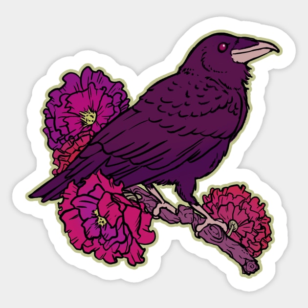 Flower Crow Sticker by iisjah